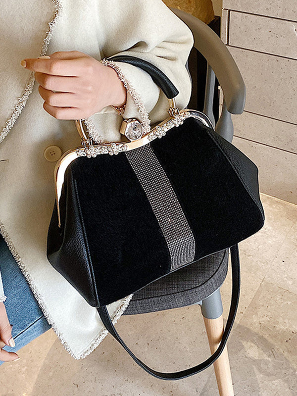 Sac à main géométrique à sequins, à empiècements