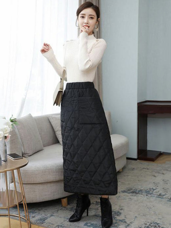 Bas ample matelassé vintage, à taille élastique, taille haute, coupe trapèze