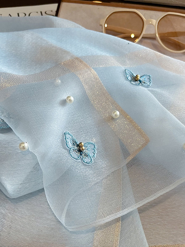 Écharpe garde au chaud en perles appliquées en forme de papillon