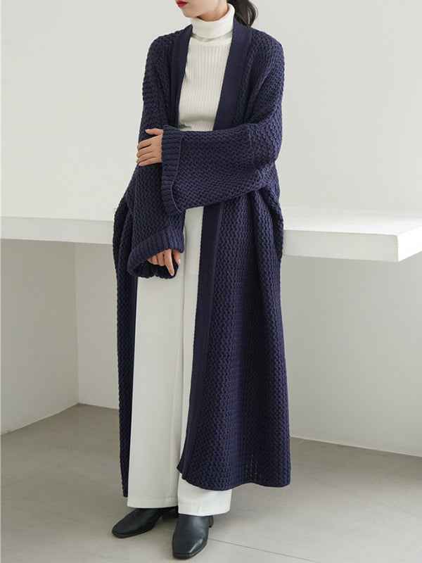 Cardigan en tricot à fil épais, ample, surdimensionné, couleur unie, urbain, manteaux