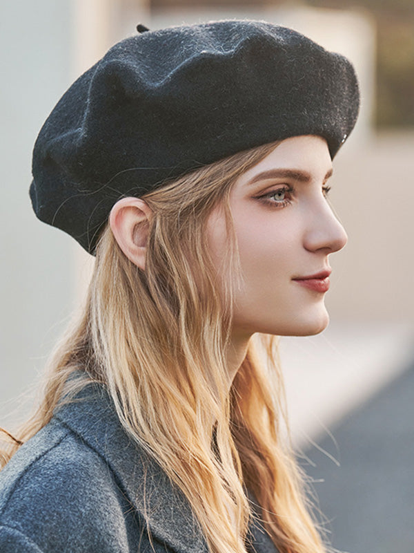 Béret rétro artistique, couleur unie