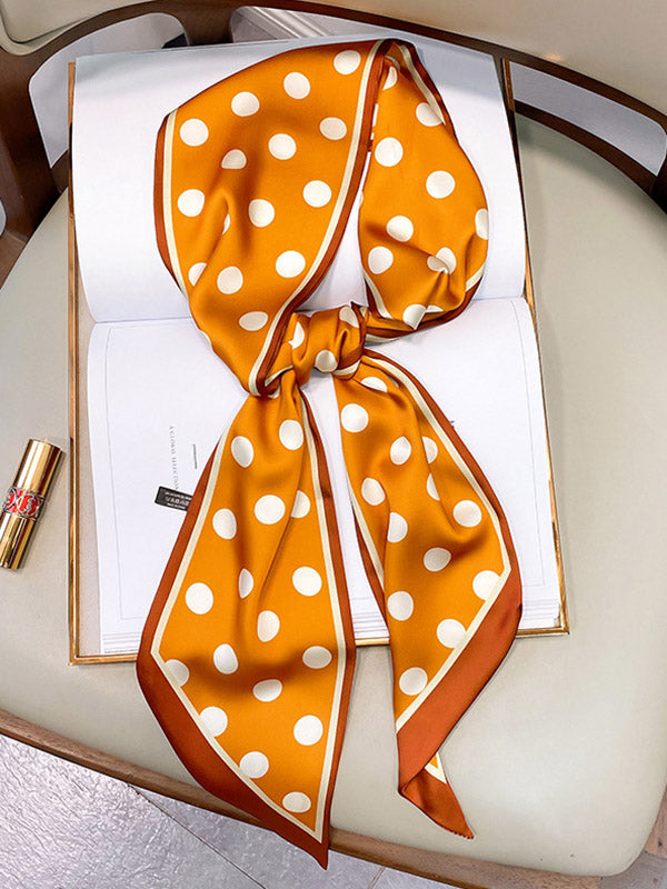 Bandeau pour cheveux et écharpe en soie imprimés à pois vintage