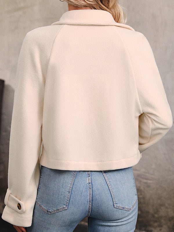 Veste ample boutonnée à manches longues, à empiècements, à col cranté