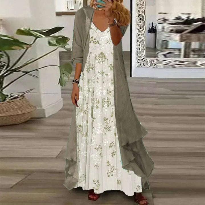 Sabrina - Robe maxi en chiffon à fleurs avec des détails élégants
