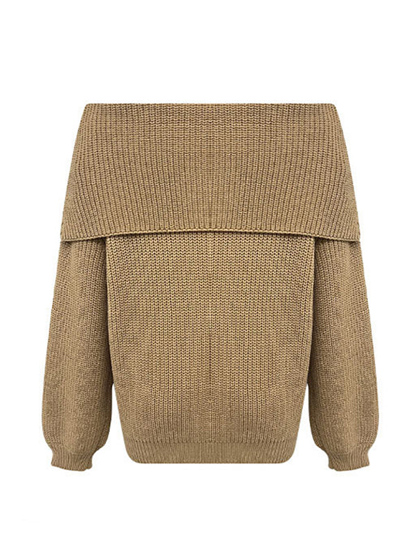 Pull ample à manches longues, à empiècements, à col rond, couleur unie