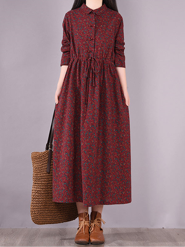 Robe mi-longue originale à imprimé floral Frenum à revers
