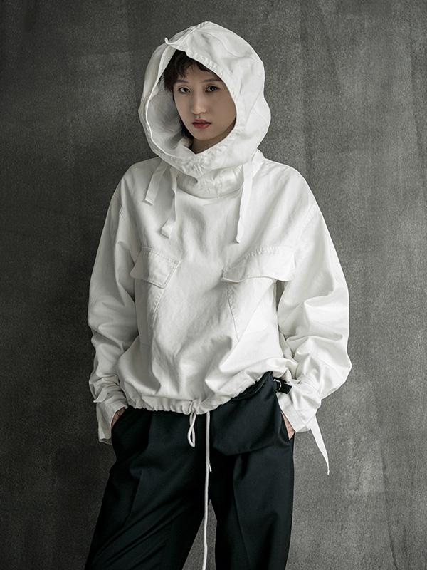 Sweat-shirt à capuche ample et solide avec cordon de serrage, style spatial