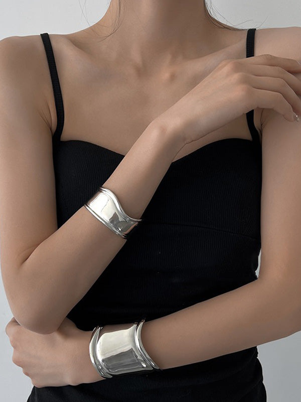 Bracelet géométrique à coupe irrégulière, couleur unie