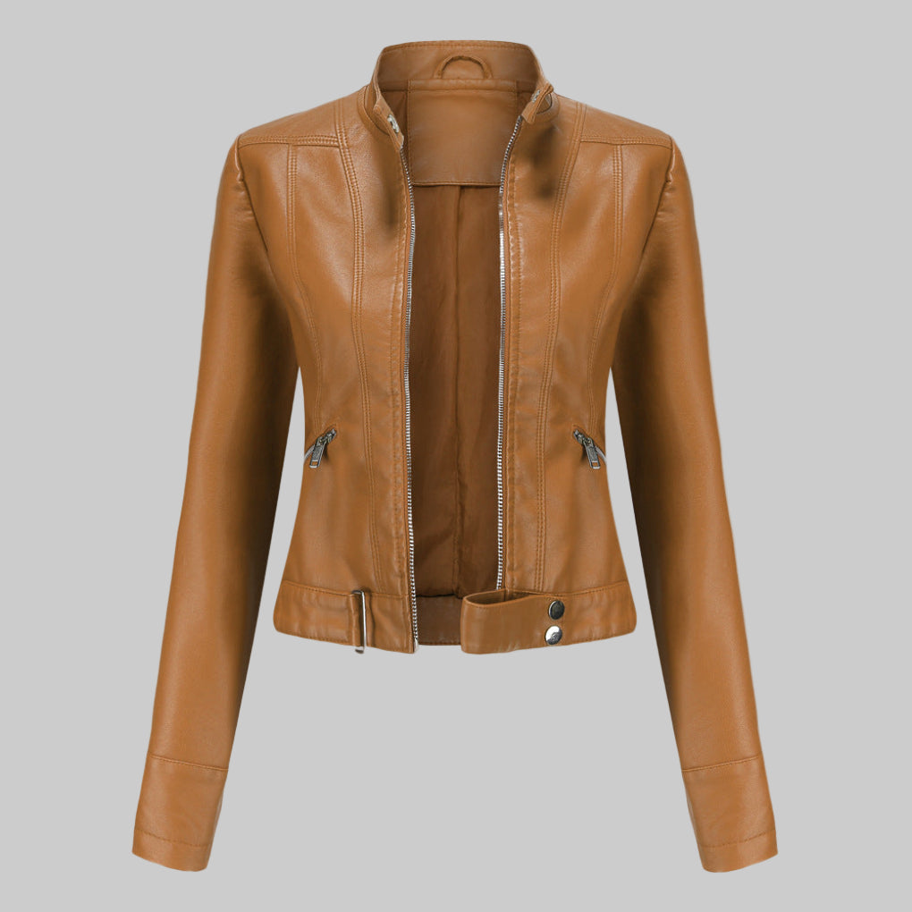 Lara | Veste en cuir biker pour femmes avec ceinture