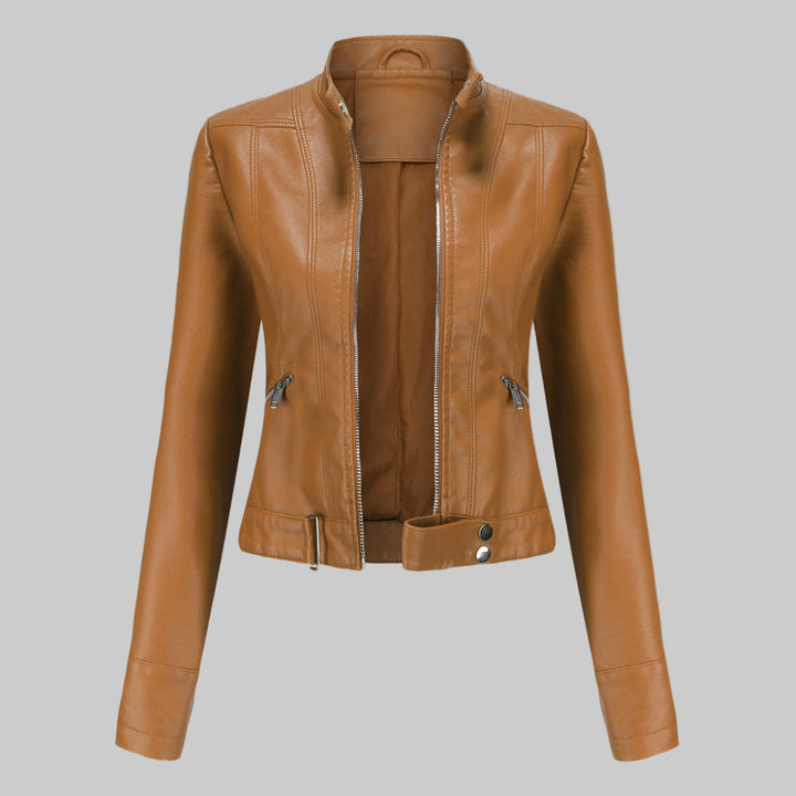Lara | Veste en cuir biker pour femmes avec ceinture