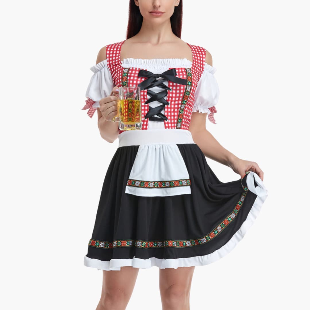 Robe Dirndl à carreaux pour femmes - Oktoberfest 2025