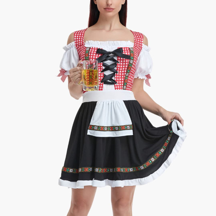Robe Dirndl à carreaux pour femmes - Oktoberfest 2025