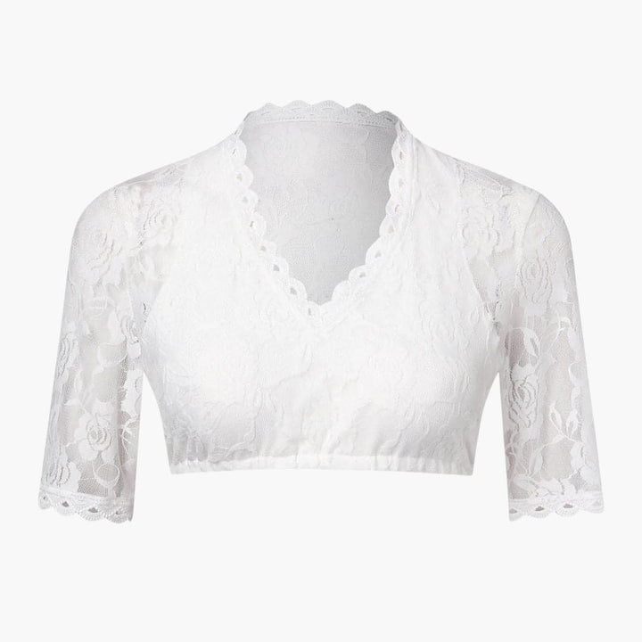 Blouse dirndl à décolleté en V en dentelle pour femmes - Oktoberfest 2025