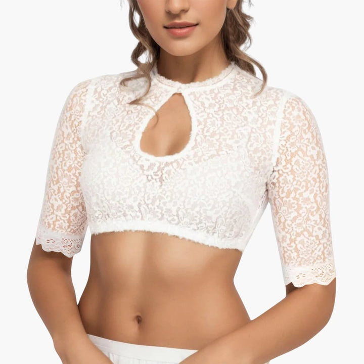 Blouse dirndl en dentelle avec fente pour femmes - Oktoberfest 2025