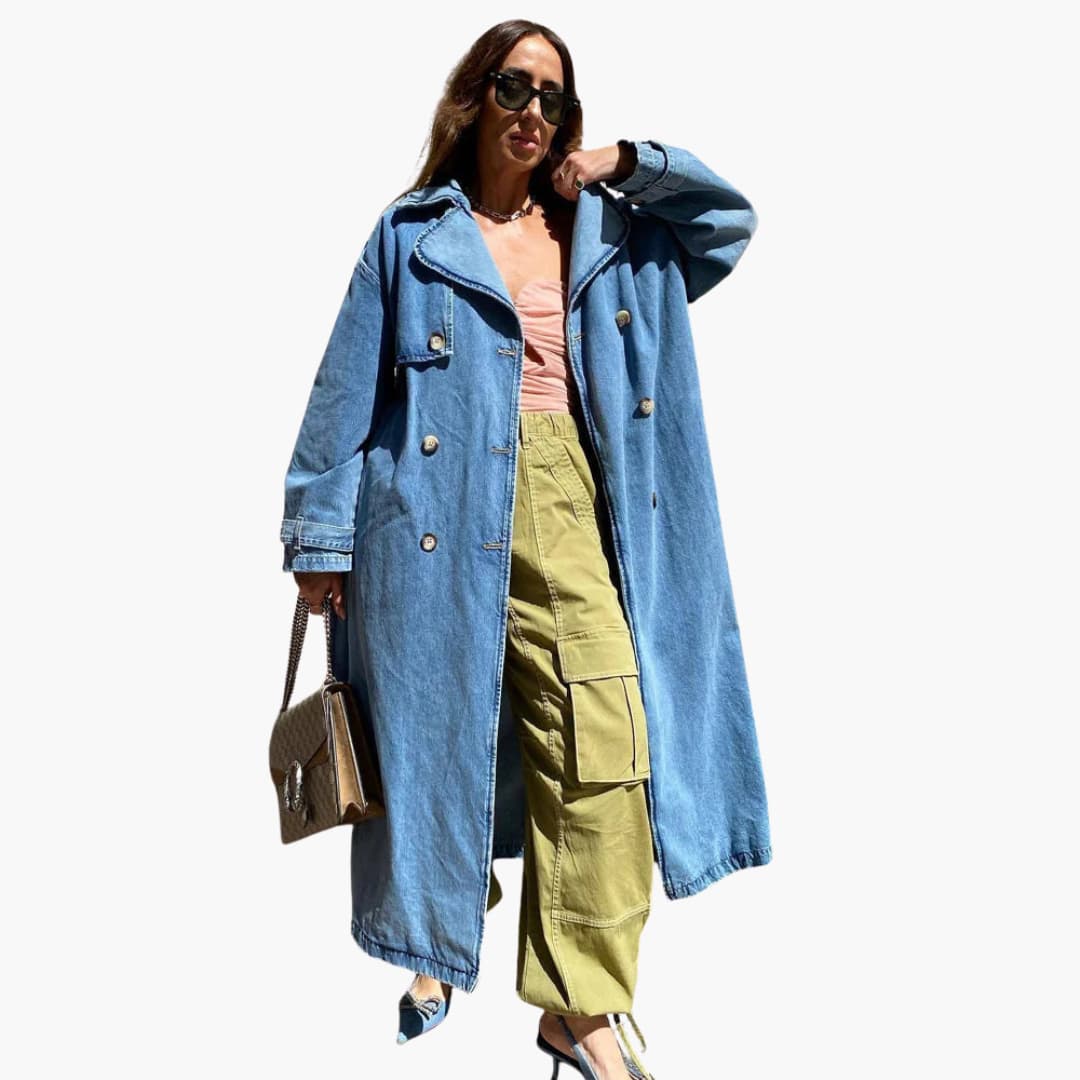 Trench-coat long avec ceinture pour femmes