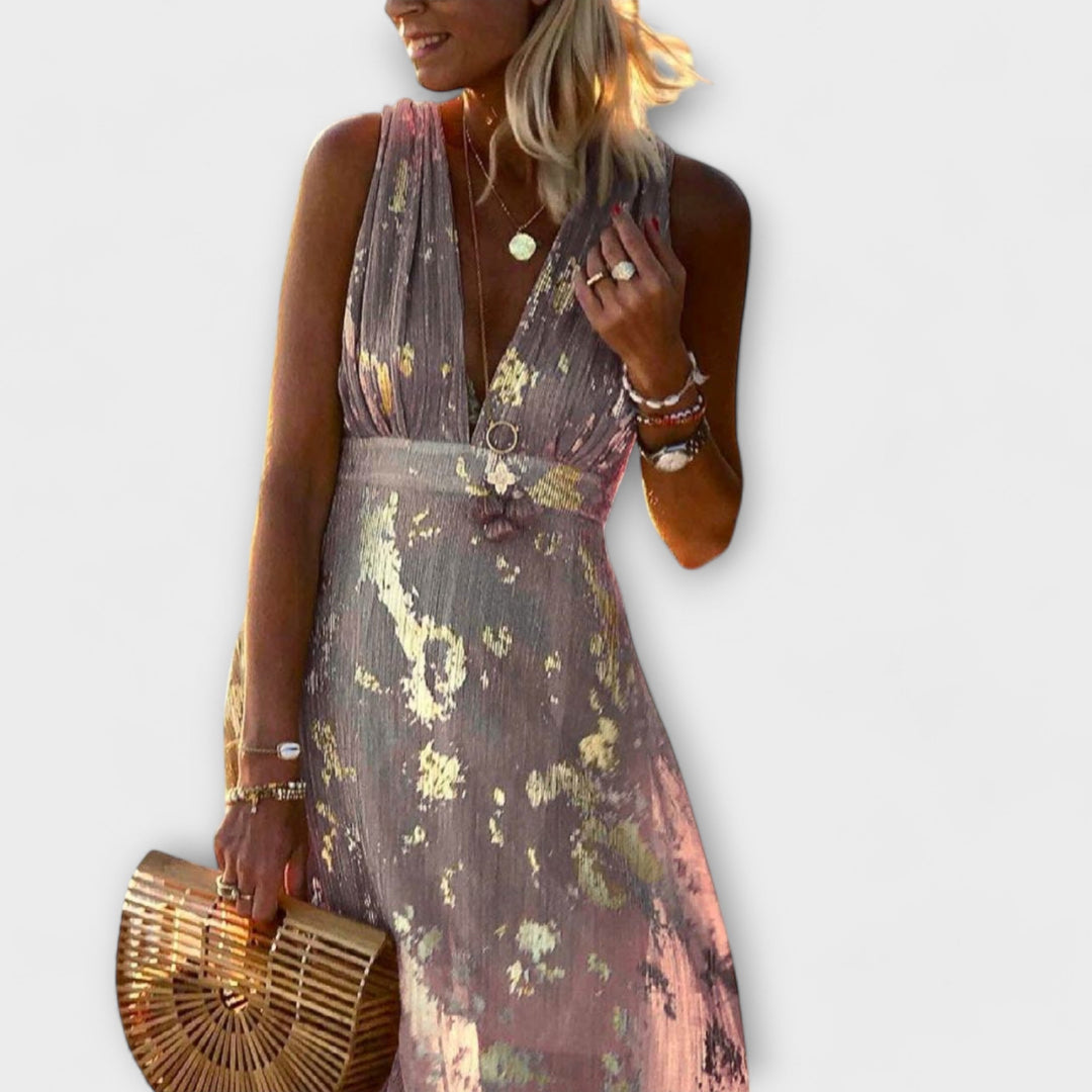 Almera – Robe maxi légère avec des reflets dorés