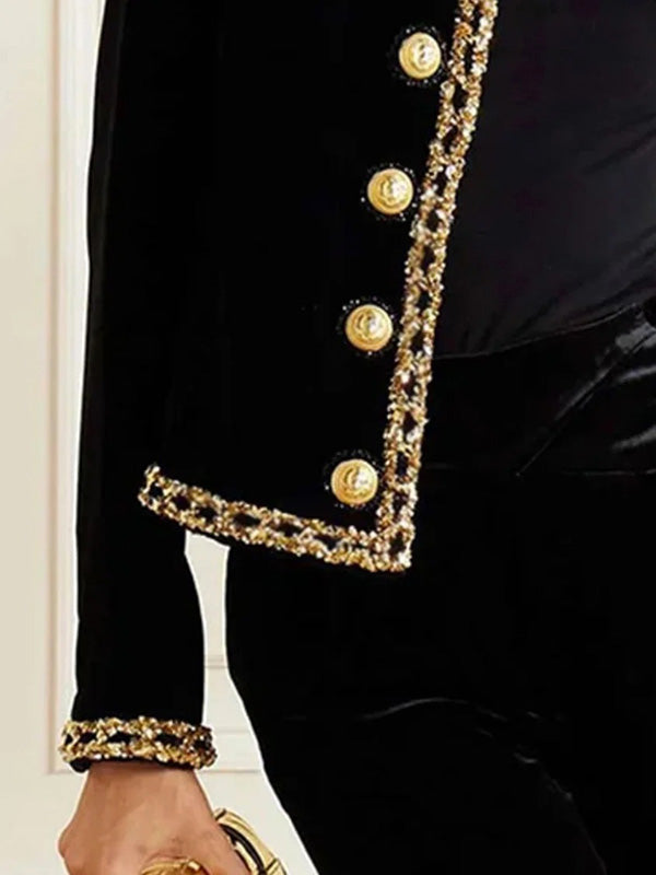Veste boutonnée à manches longues, à col rond