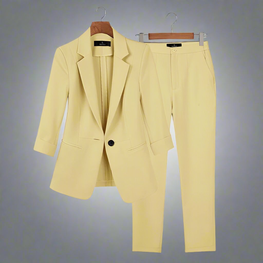 Ensemble blazer et pantalon élégant, polyvalent et raffiné pour femmes