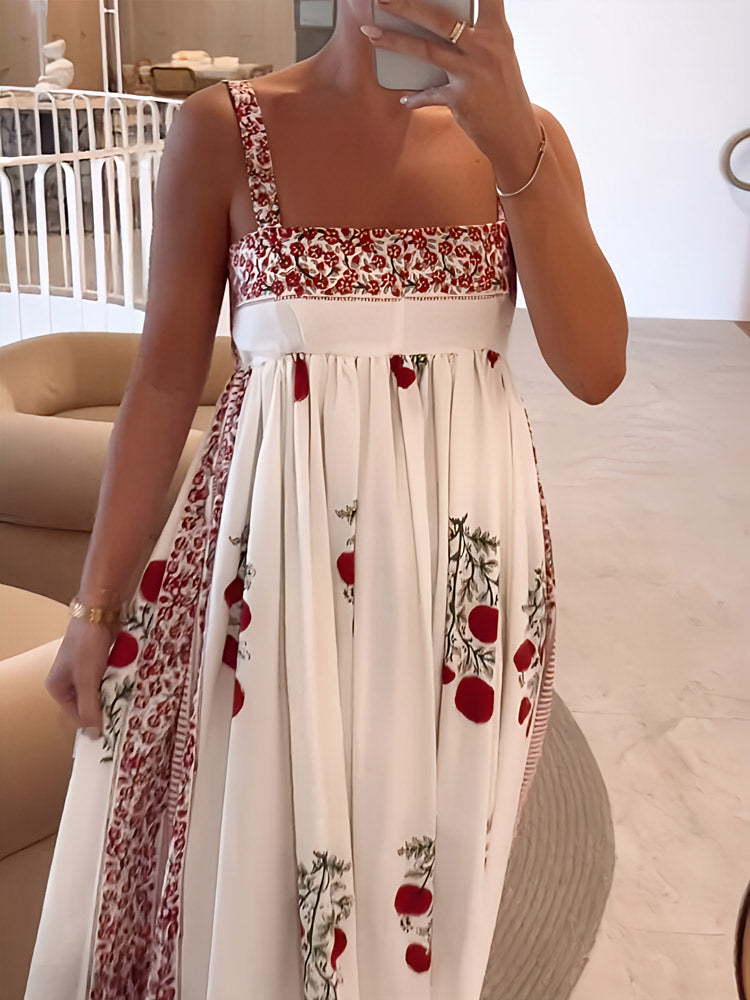 Lyla - Robe maxi avec bretelles spaghetti et design floral