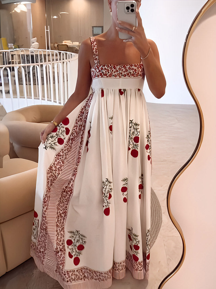 Lyla - Robe maxi avec bretelles spaghetti et design floral