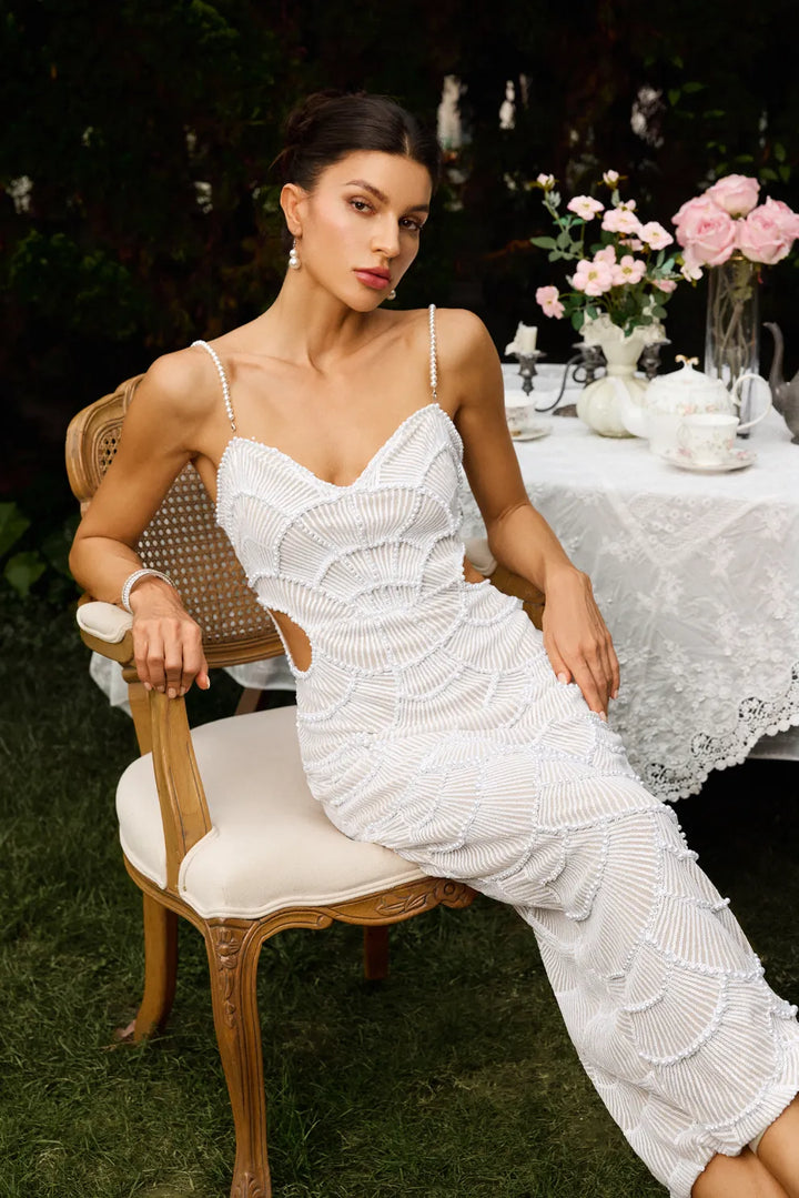 Sira | Débardeur Creux Perlen Banquet Robe de Soirée