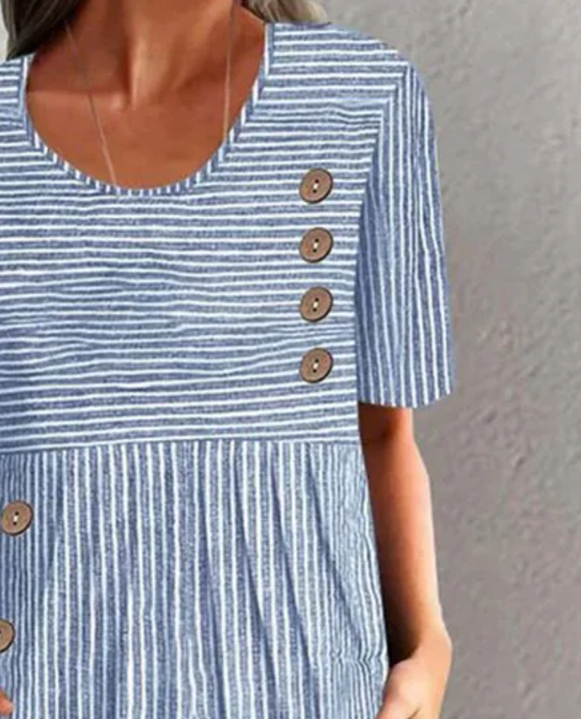 Finley - Robe midi classique avec rayures et détails de boutons