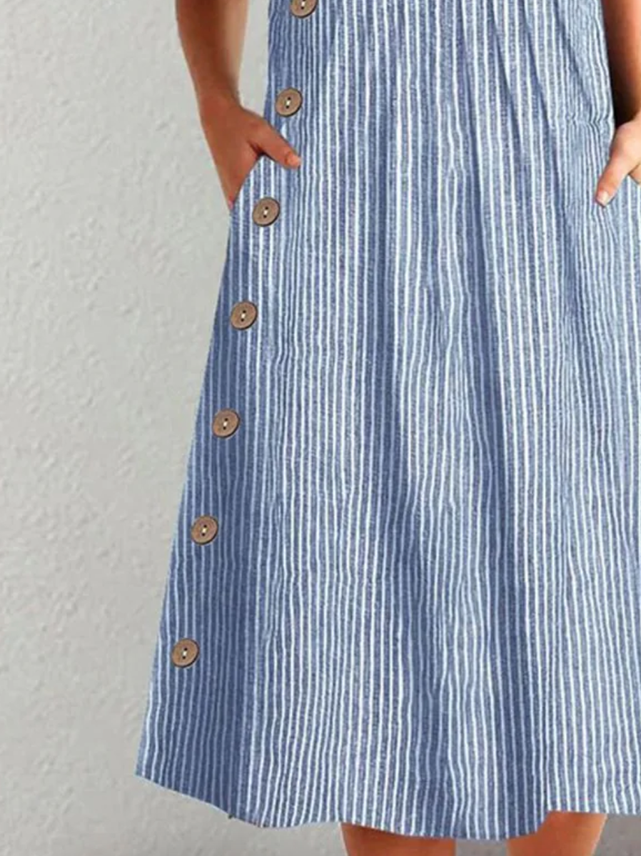 Finley - Robe midi classique avec rayures et détails de boutons