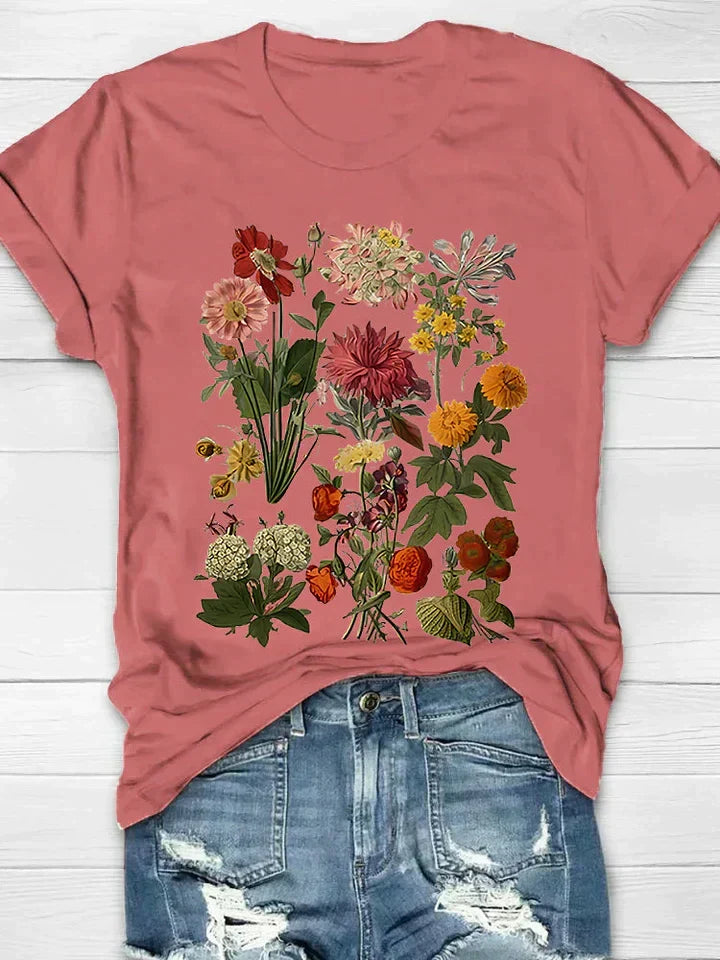 Lorelei - T-shirt Femme Imprimé Fleurs Vintage