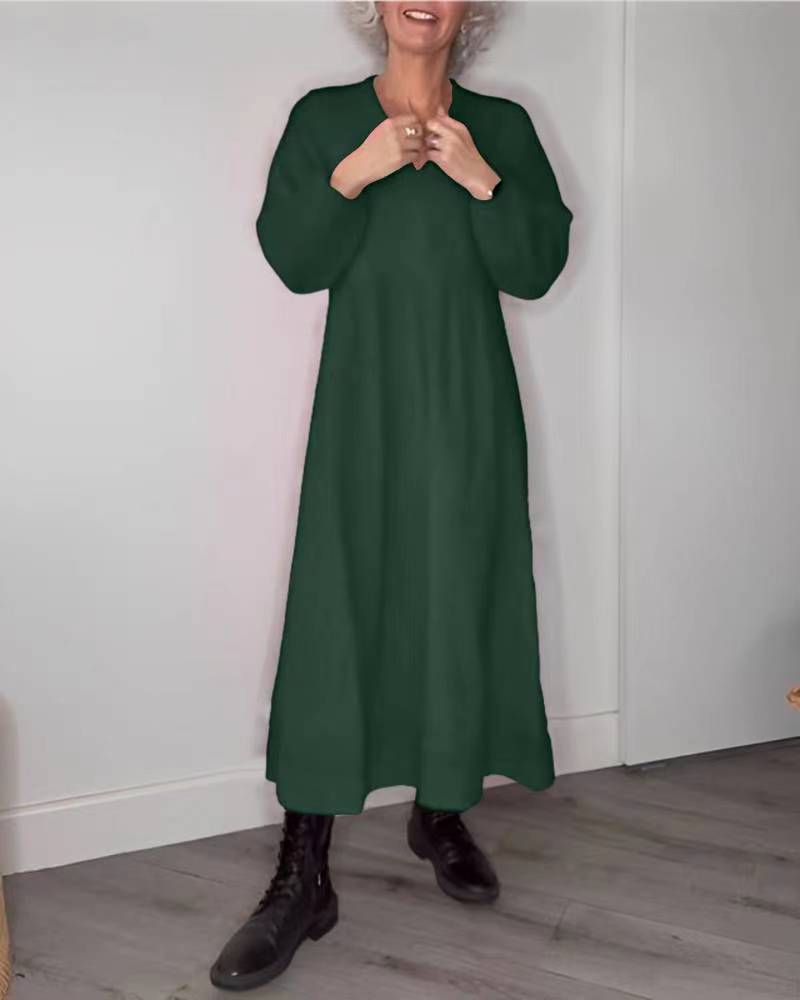 Teresa - Robe maxi longue à manches longues et style minimaliste