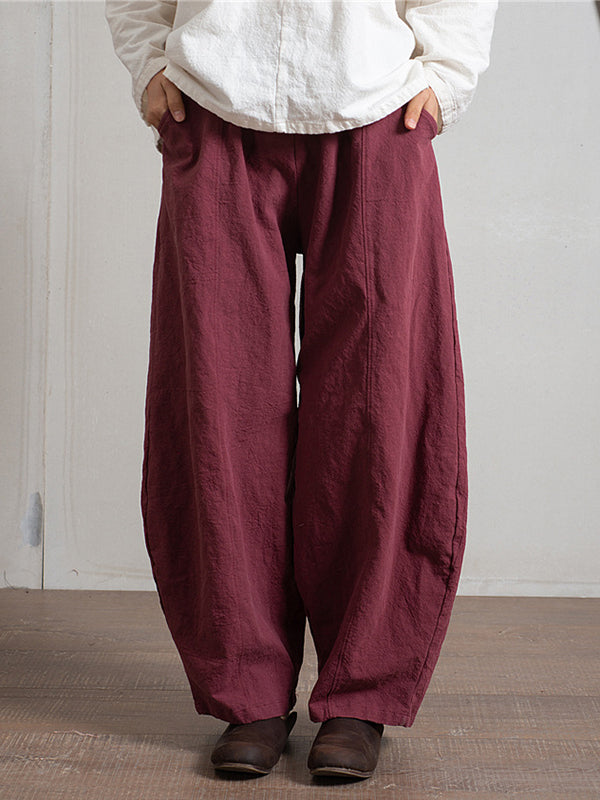 Pantalon simple taille haute, à jambes larges, couleur unie