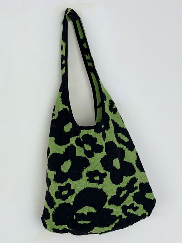 Accessoires de sacs de couleur contrastée à tissage floral original