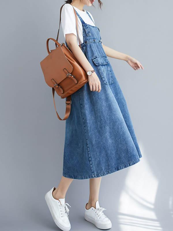Robe bustier originale en denim uni