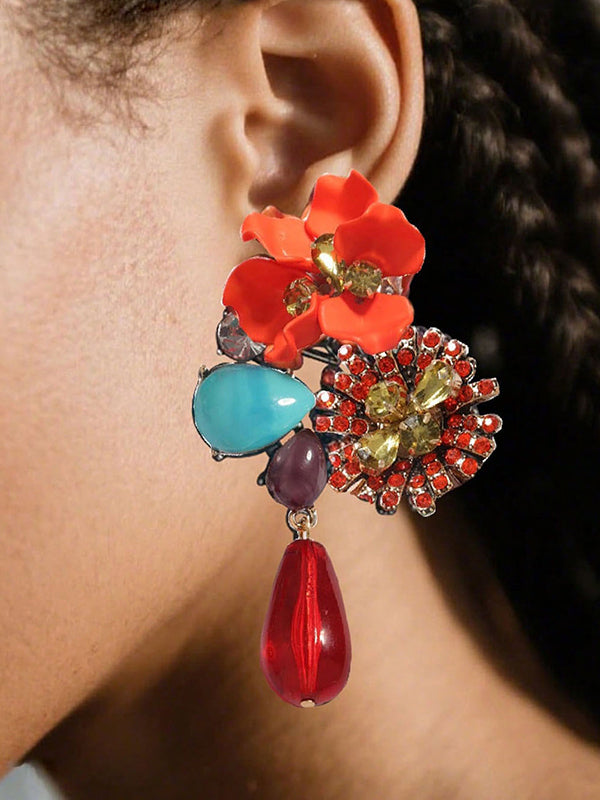 Boucles d'oreilles géométriques en forme de fleur, en forme de goutte