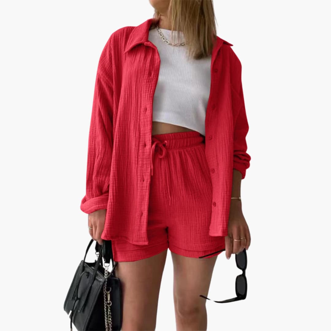 Ensemble deux pièces avec shorts pour femmes - look d'été décontracté