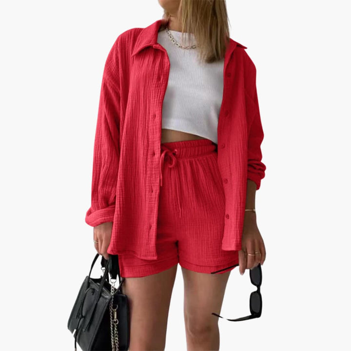 Ensemble deux pièces avec shorts pour femmes - look d'été décontracté
