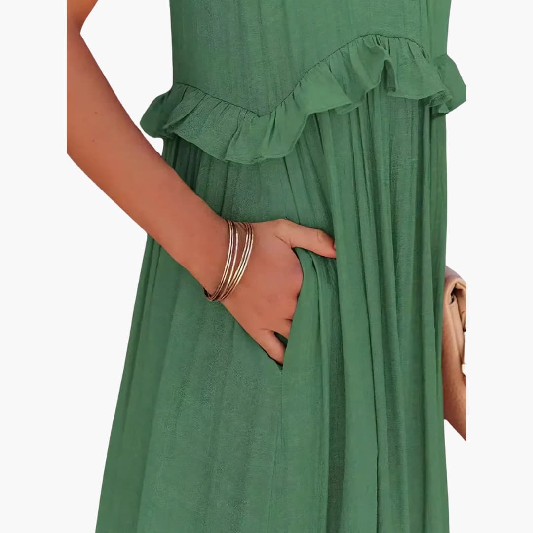 Robe maxi à volants - Robe à volants pour femmes, élégante et légère