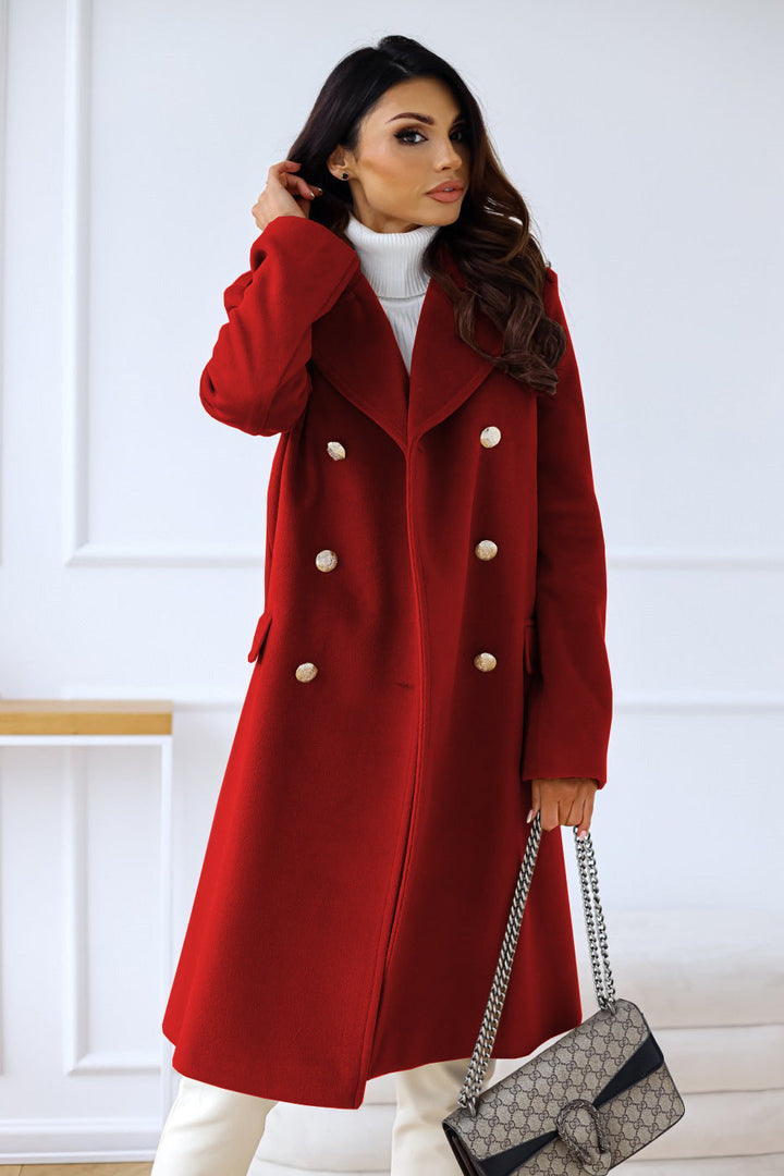 Manteau en laine à double rangée pour femmes