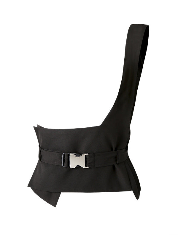 Gilet noir avec boucle de ceinture élégante