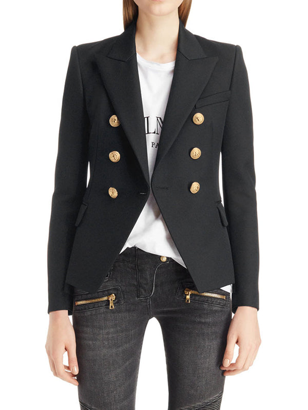 Blazer boutonné à manches longues, à col cranté