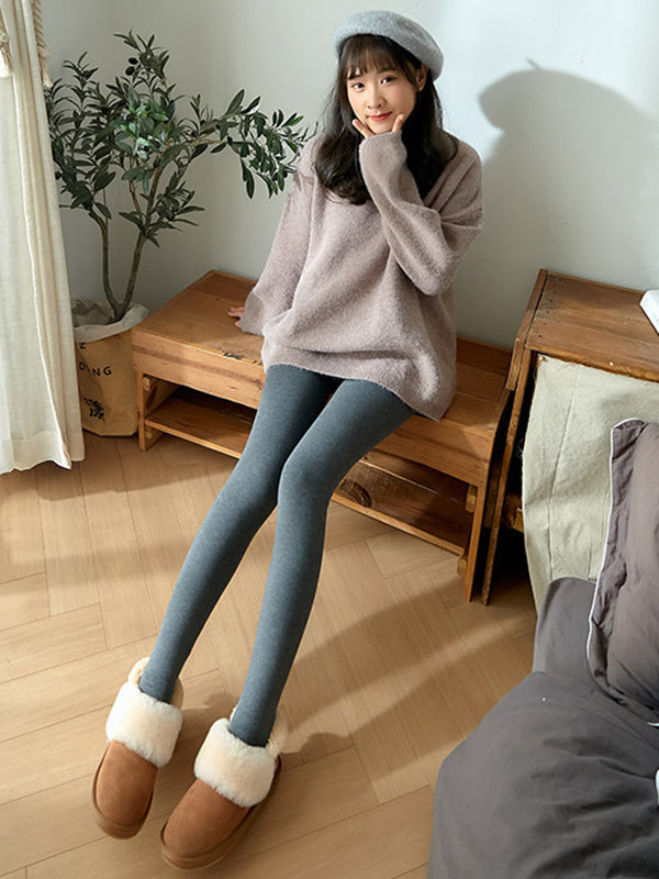 Pantalon thermique décontracté en velours à jambes fines, garde au chaud, couleur unie
