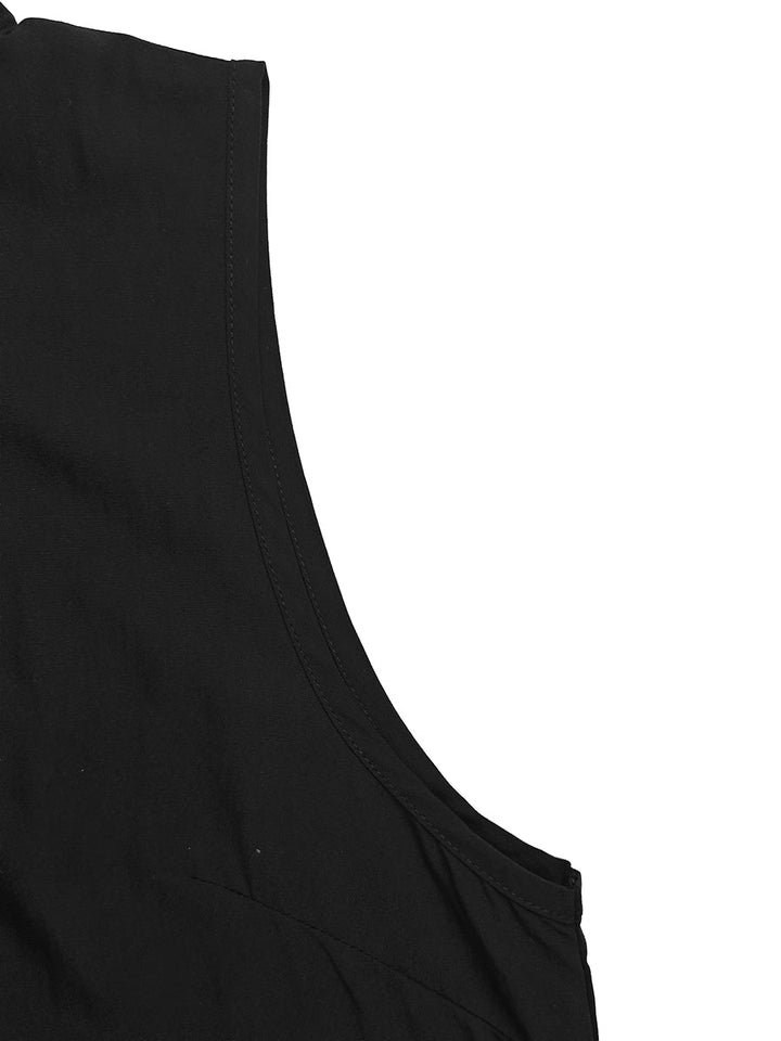 Combinaison boutonnée sans manches, à poches, à col montant, couleur unie