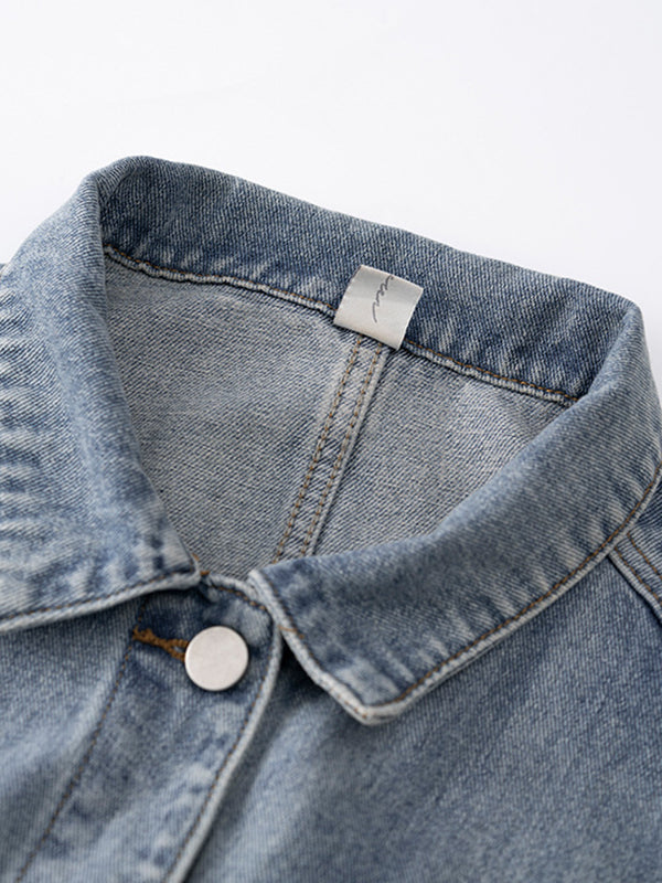Gilet sans manches simple à empiècements, en jean, couleur unie