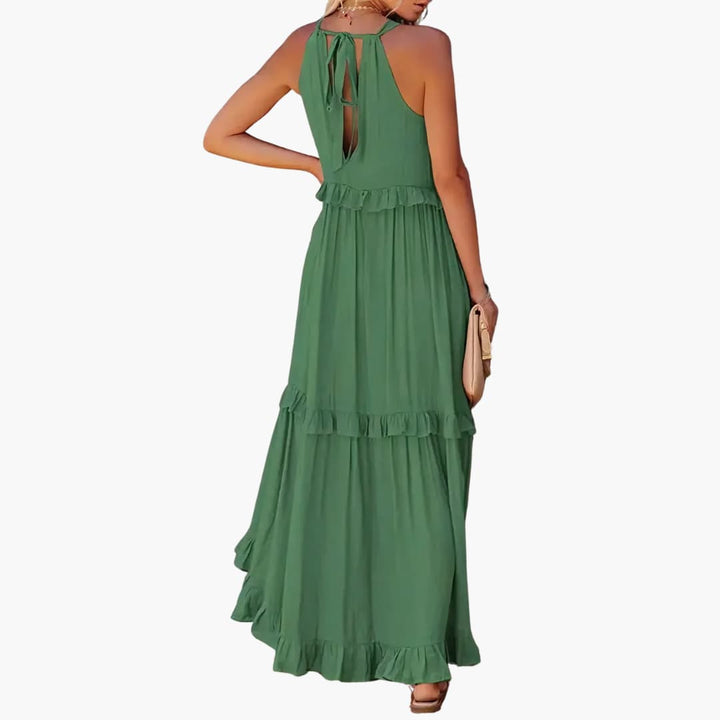 Robe maxi à volants - Robe à volants pour femmes, élégante et légère