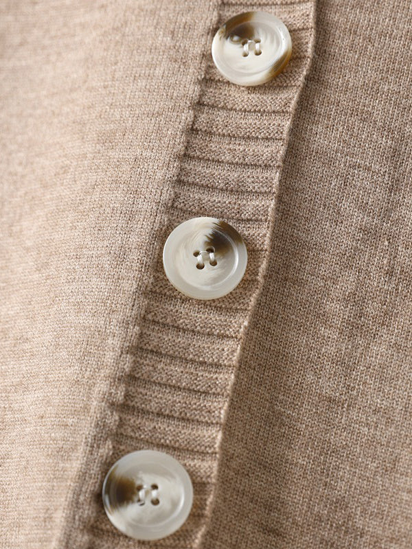 Ensemble deux pièces décontracté ample à col en V, couleur unie – cardigan + sarouel