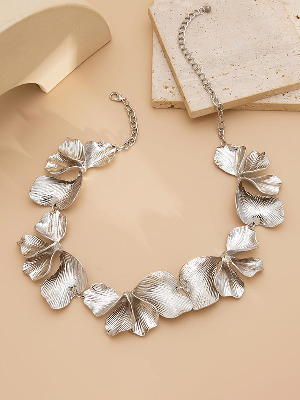 Collier à imprimé floral, couleur unie