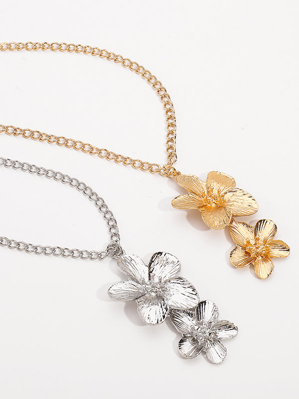 Parure collier et bague en forme de fleur