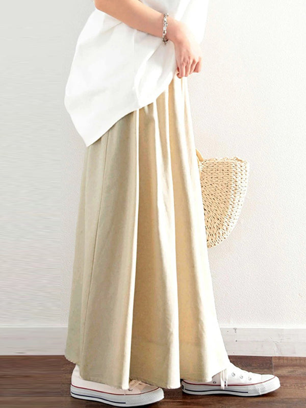 Jupe ample coupe trapèze, à taille élastique, couleur unie