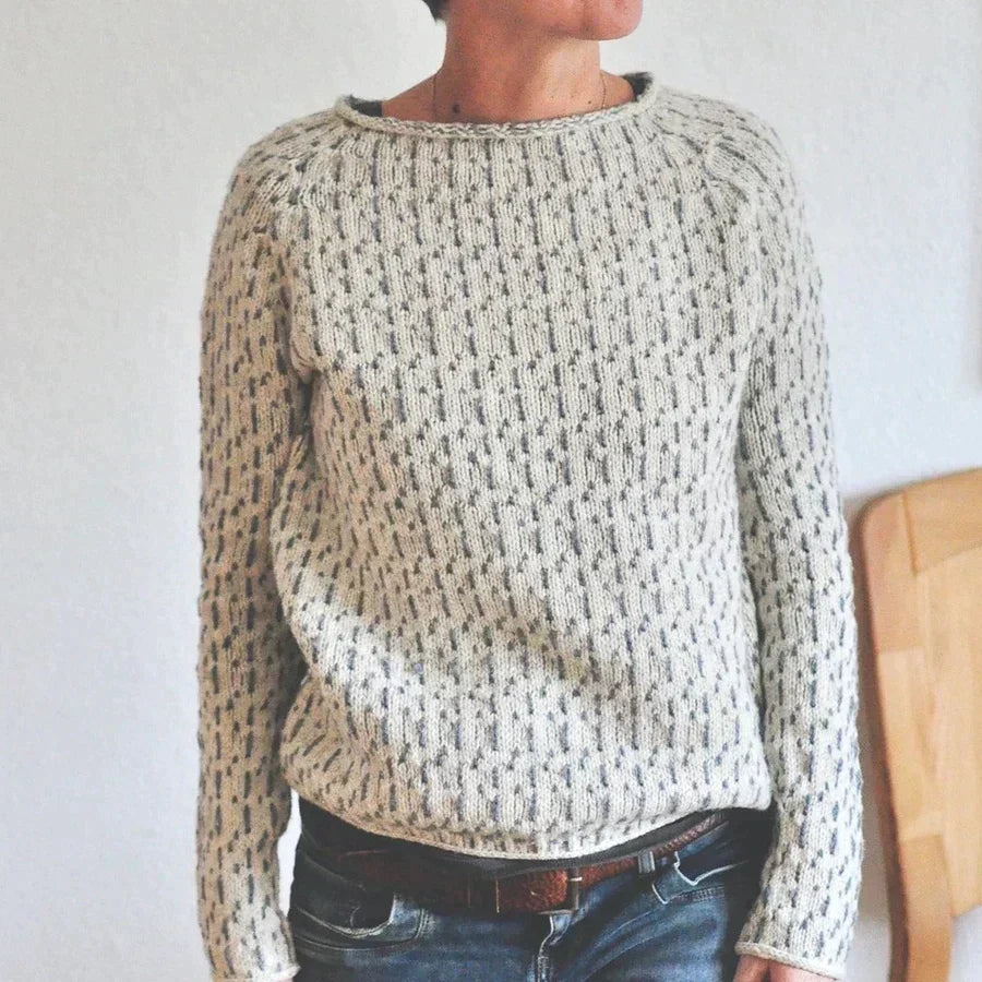 Pull en tricot gris élégant pour femmes | Manches longues