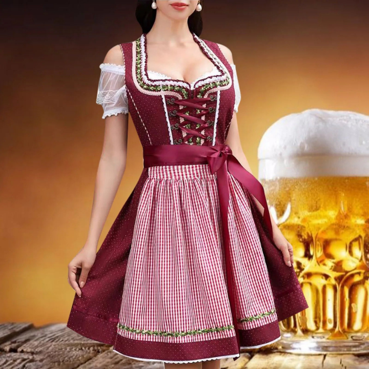 Robe Dirndl Rouge pour Femmes Oktoberfest