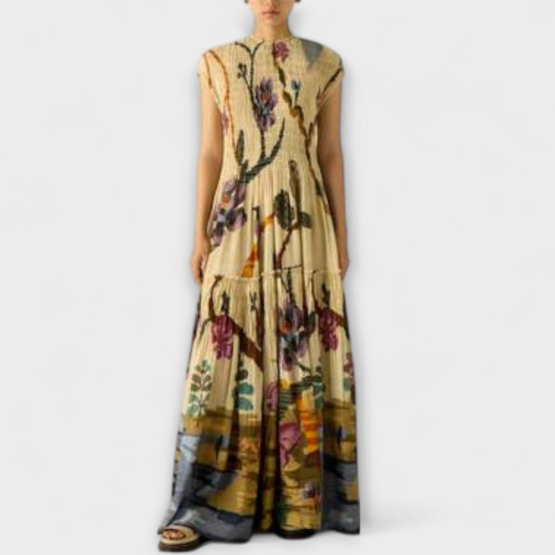 Amanda - Robe maxi avec imprimé plissé